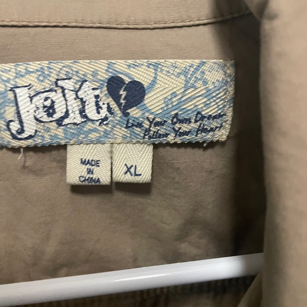 Jolt Khaki Utility Romper Shortsleeve Button Up Drawstring Waist XL - Picture 2 of 6